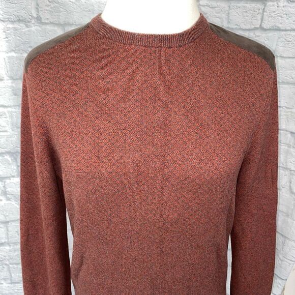 Tasso Elba men M cotton blend Longsleeve Crewneck sweater w/shoulder patch - Picture 2 of 10